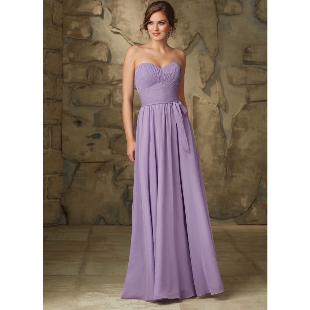 Violet Luxe chiffo Mori Lee 20462 with v-back
